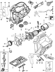 Page A Diagram and Parts List for FS6000JSL Type 1 Black and Decker Jig Saw